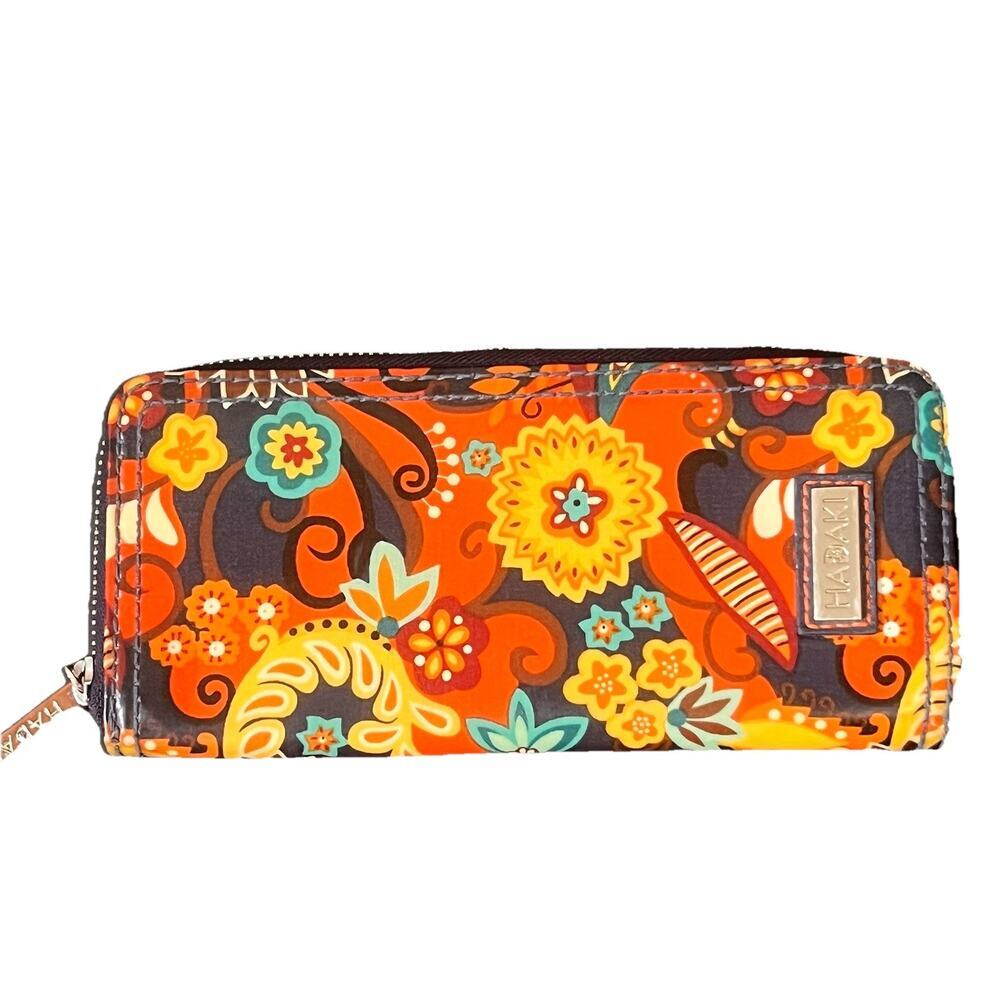 Hadaki Zip Around Wallet Colorful‎ Retro Vegan Leather